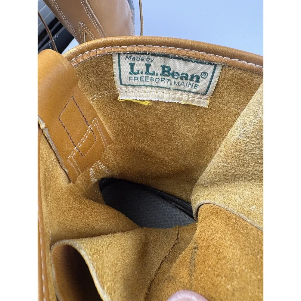 LL Bean Beam  Brown Leather Lace Up Unlined Ankle Duck Boots Size DM 6 women's